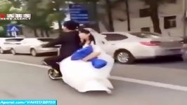 سوتی خنده دار عروس داماد در خیابان