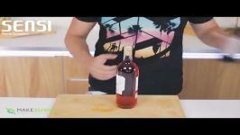 ترفندهای کاربردی اشپزی  جدا کردن درب بطری های چوب پنبه