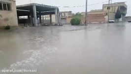 آبگرفتگی معابر روستا بخاطر باران شدید