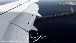 پل اورسوند کپنهاگ نمای پنجره بوئینگ 737 ایران ایر