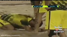 جوگیر شدن شدید عباس قانع گزارشگر فوتبال ساحلی حرکت جوانمردانه بازیکن