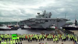 HMS Queen Elizabeth UK Royal Navys biggest warship leaves its home port Time lapse