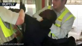 This is racism German inspectors brutally remove a ticketless passenger