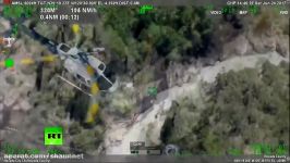 River Rescue Chopper picks up man from rock near 75 meter high waterfall