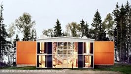 Shipping container house with courtyard