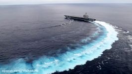 AMAZING AIRCRAFT CARRIER USS ABRAHAM LINCOLN CVN 72 PERFORMS HIGH SPEED TURN