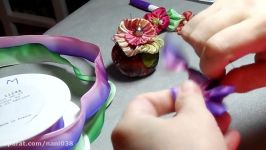 How to make a French Ribbonwork Four Petal Violet Flower