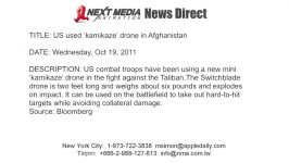 US using Switchblade kamikaze drone in Afghanistan