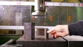 Crushing steel objects with hydraulic press THERMAL CAMERA EDITION