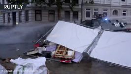 RAW Police truck sweeps over protesters’ barricades at anti G20 demo