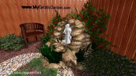 3D Garden Grotto Design Brown Rock Grey Statue Fountain