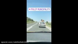سوار کردن بز روی باربند خودرو مقدونیه