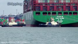 3 tugs for Ultra Large CSCL Globe swinging and sailing 14 August 2016.