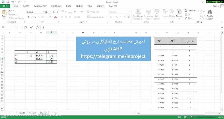 آموزش محاسبه نرخ ناسازگاری AHP فازی در اکسل