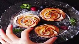 شیرینی تارت رزی پنیر خامه ای Rose Tarts Apple Cream