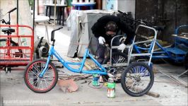 Hong Kong. The Rickshaw Maker. Three Seat Bicycle in Cheung Chau