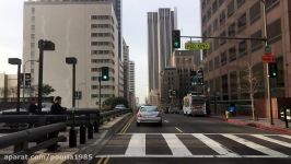 Driving Downtown  LAs Grand Ave  Los Angeles California USA