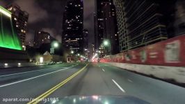 Driving around Los Angeles Downtown At Night