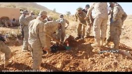 لحظه حفر مقابر وانتقال جنازه شهدای حزب الله در جرود عرس