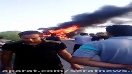 فیلمی لحظه آتش گرفتن تریلی در جاده اهواز اندیمشک