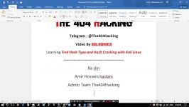 پیدا کردن نوع هش کرک آن  The404Hacking