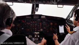 Boeing B727 takeoff from cockpit and landing from the rear