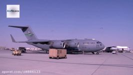 C 17 Transports Cargo and Passengers. Cockpit View Takeoff Landing.