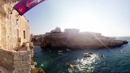 Cliff Diving From a Rocky Ledge in Italy  360° Video 4K