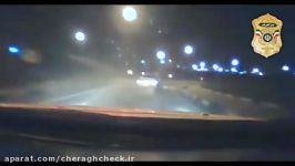 تعقیب گریز پلیس خودروی دودزا در اتوبان تهران