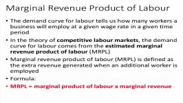 Marginal Revenue Product of Labour MRPL