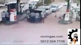 انفجار منبع کپسول گاز ماشین در پمپ گاز