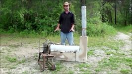 Homemade Steam Engine running on a Rocket Stove to produce steam.