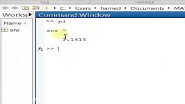 متغیرهای پیش تعریف شده در متلب مثل pi nan ...