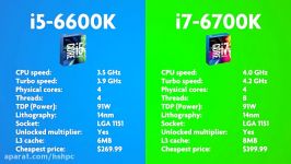 کمپرسن cpu I5 6600K VS I7 6700K