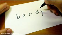 How to turn words BENDY into a Cartoon   Drawing doodle art on paper