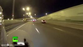 Biker prevents young man from mitting suicide on highway in Russia Subtitles