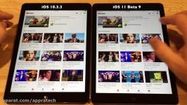 مقایسه سرعت iOS 10.3.3 vs iOS 11 Beta 9 در آیپد ایر