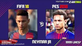 مقایسه چهره بازیکنان محبوب در بازی FIFA 18 PES 18