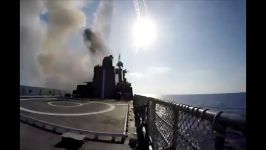 حمله موشکی ناو روسی به مقر داعش در دیرالزور+فیلم