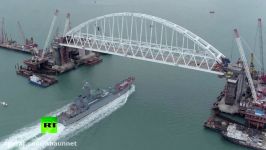 Warship Azov sails under section of new Crimean bridge