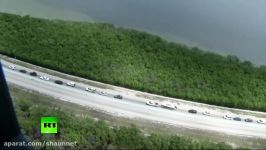 AERIAL Florida highway jam packed as residents flee Hurricane Irma