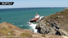 Split in two Cargo ship floats broken off Istanbuls Black Sea coast