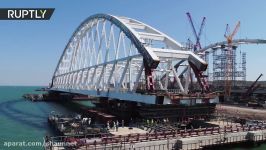 Russia installs Crimea bridge railway arch in unique operation DRONE FOOTAGE