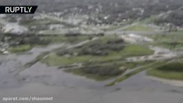 RAW Aerial view of Texas devasted by Hurricane Harvey