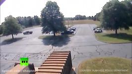 RAW Moment plane crashes into tree in US parking lot caught on CCTV