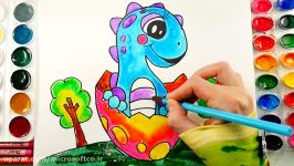 آموزش نقاشی کودکان  نقاشی دایناسور