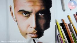 نقاشی چهره محسن چاوشی مداد رنگی  گروه طراحی روشن