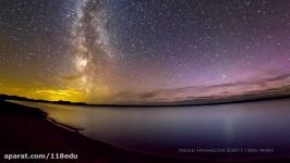 Stunning Milky Way time lapse photobombed by Aurora Borealis
