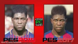 مقایسه چهر ها در بازی PES2018 PES 2017  پیشرفت زیاد