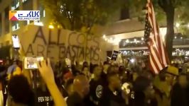 برخورد پلیس مردم در تظاهرات علیه نژاد پرستی